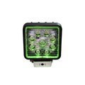 Race Sport 4In 27W Square Led Spot Light W/ Green Halo RS27W4G